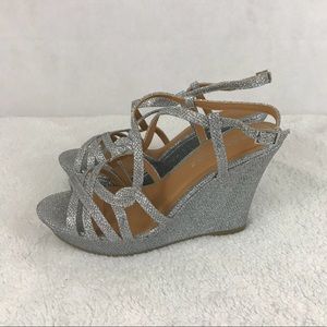 Rampage Silver Glit Mesh Wedge Shoes